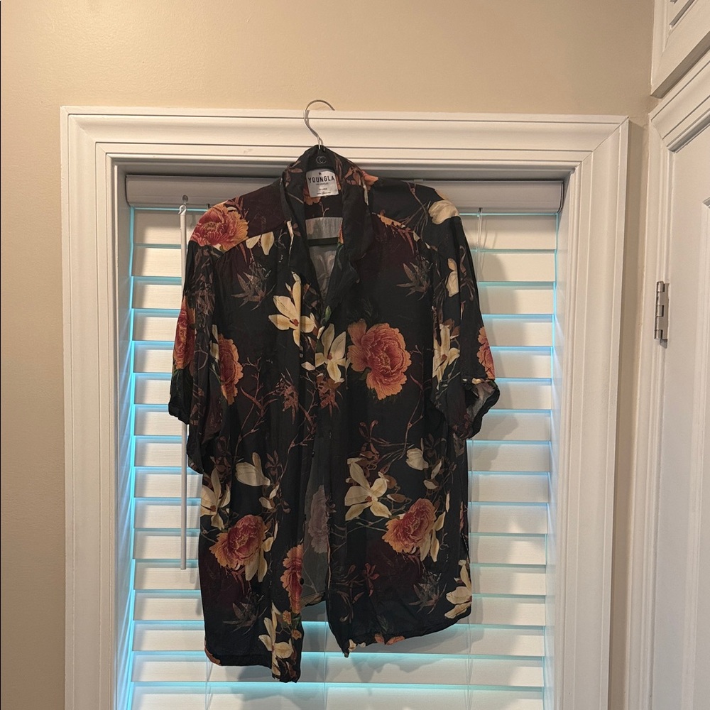 YoungLA Black Floral Shirt Jacket